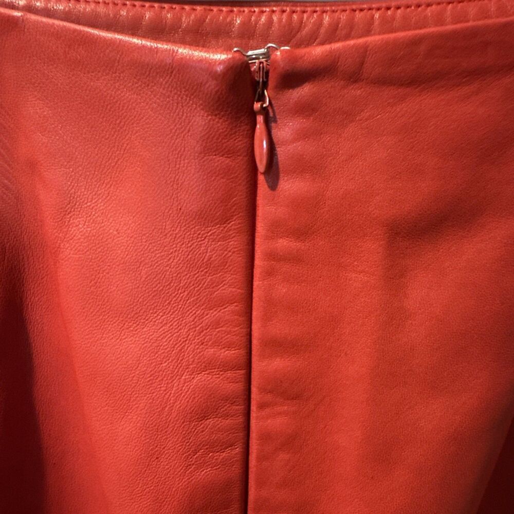 Ralph Lauren Red Leather Pencil Lined Skirt Size 6 - Picture 6 of 10